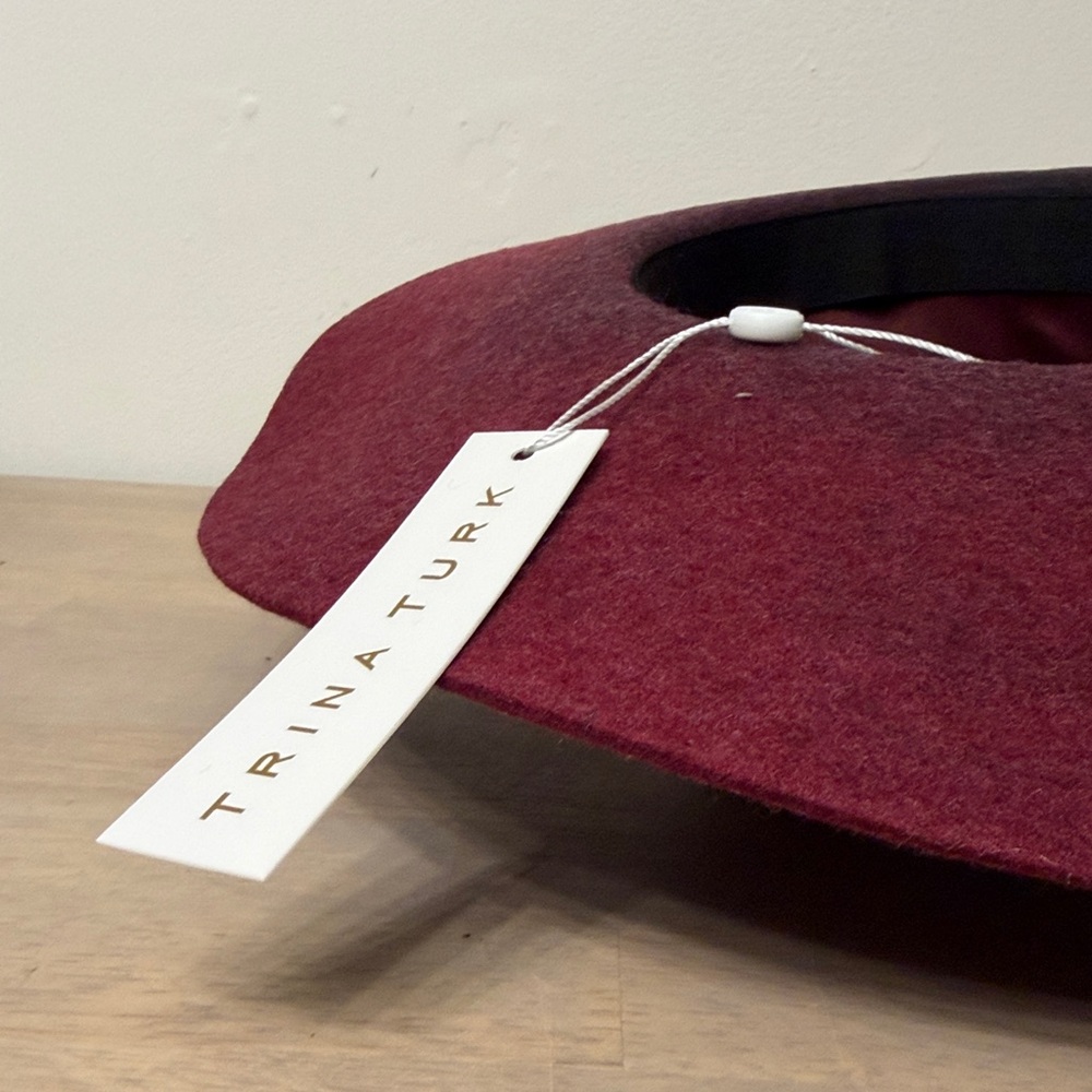 Trina Turk Burgundy and Black Wool Hat - Picture 12 of 15